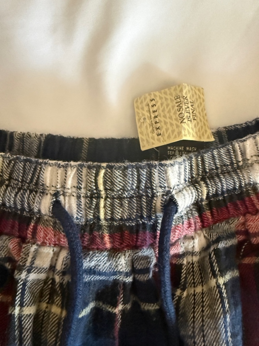 Express Plaid Cotton Lounge Shorts in Navy, Red, White, and Cream - Small - Picture 3 of 7